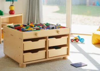 Table de jeu Lego en contreplaqué : plans et étapes pour la construire en un week-end