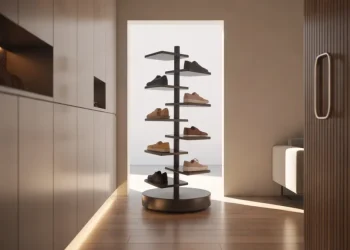 Carrousel à chaussures rotatif : fabriquer un meuble pivotant pour entrée étroite