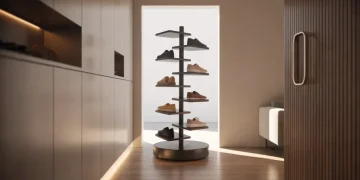 Carrousel à chaussures rotatif : fabriquer un meuble pivotant pour entrée étroite
