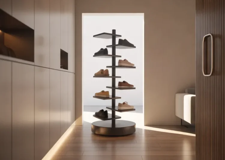 Carrousel à chaussures rotatif : fabriquer un meuble pivotant pour entrée étroite