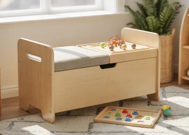 Coffre à jouets multifonctions : construire un banc avec rangement et plateau de jeu