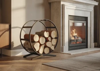 Construire un porte-bûches design en acier et bois pour le salon