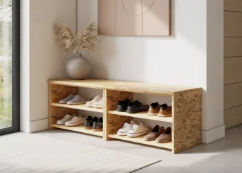 Meuble chaussures avec banc intégré en OSB : fabriquer le vôtre pour moins de 45 €