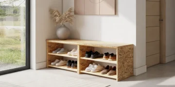 Meuble chaussures avec banc intégré en OSB : fabriquer le vôtre pour moins de 45 €