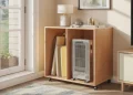 Meuble de rangement pour chauffage d’appoint : fabrication en contreplaqué pour moins de 60 €