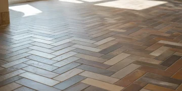 Poser un carrelage en chevron sur un sol de couloir : calepinage, coupe et joints serrés